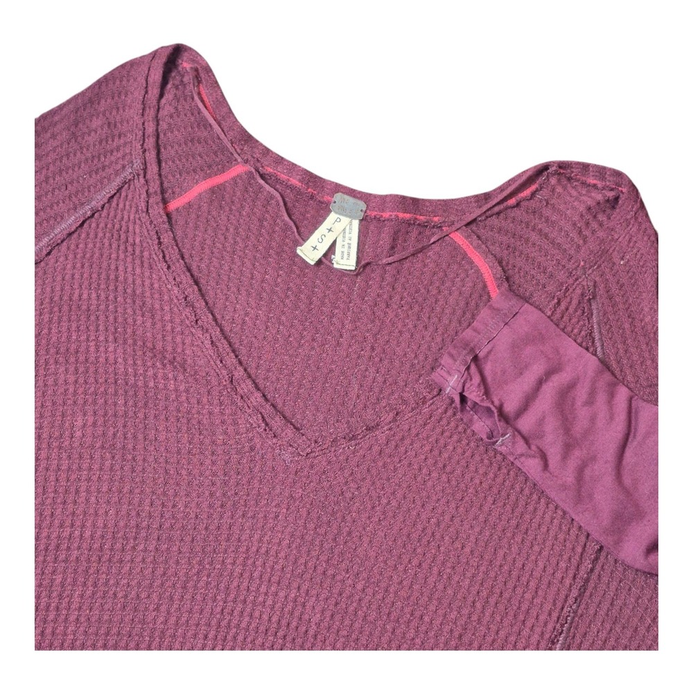We the Free People Catalina Thermal Tunic‎ Burgundy Long Sleeve Boho Women's L